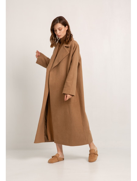 Classic Double-Breasted Camel Coat