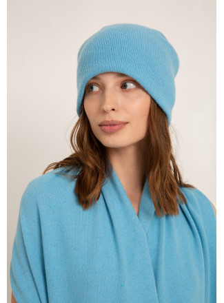 Soft Blue Merino Double-Layer Hat