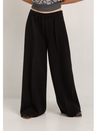 Black Wide Trousers With Seam