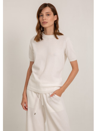 Off-White Short-Sleeved Merino Wool Jumper