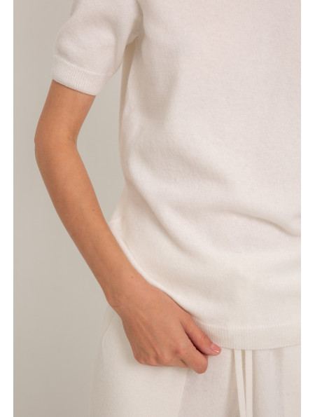 Off-White Short-Sleeved Merino Wool Jumper