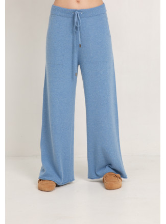 Длинные брюки из шерсти мериноса голубые
