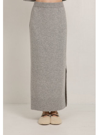 Grey Maxi Skirt With Side Slits
