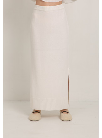 Off-White Maxi Skirt With Side Slits