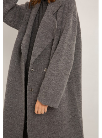 Gray Knitted Double-Breasted Coat 