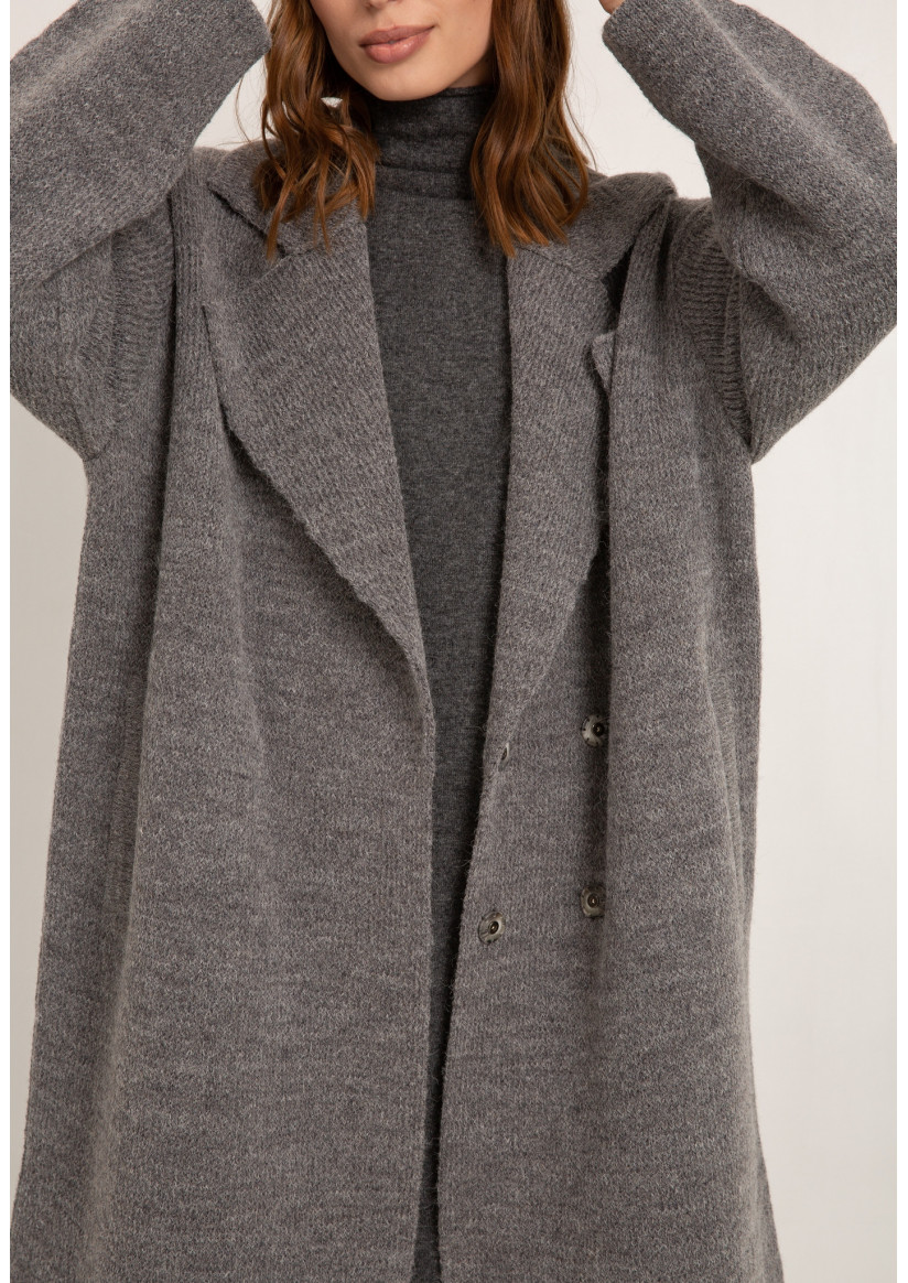 Buy gray Knitted Double-Breasted Coat 7320 color grey | WOMEN | Rito
