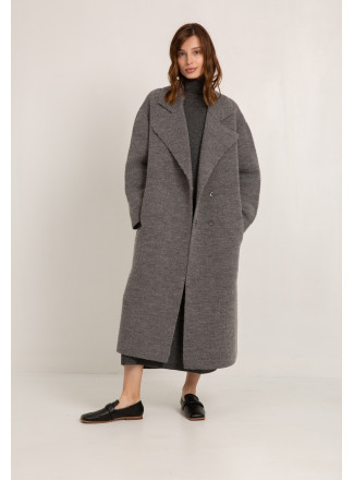 Gray Knitted Double-Breasted Coat 