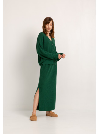Длинная прямая юбка из шерсти зеленая