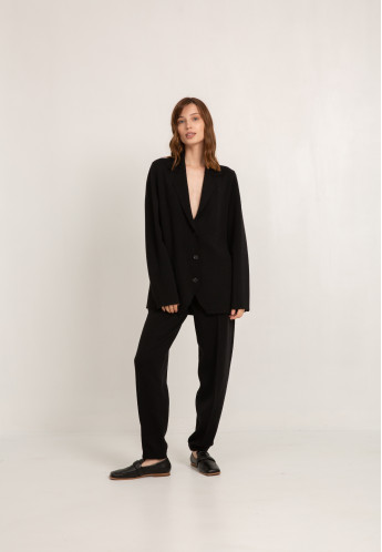 Штани з вовни на манжеті чорні