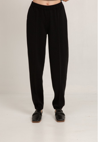 Штани з вовни на манжеті чорні