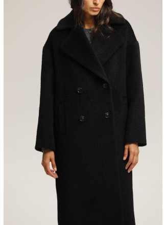 Классическое двубортное пальто черное
