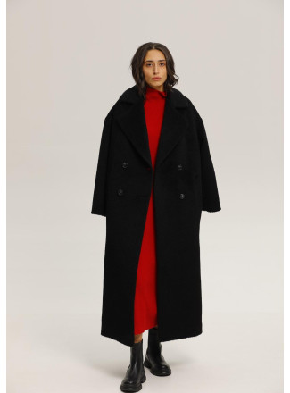 Классическое двубортное пальто черное