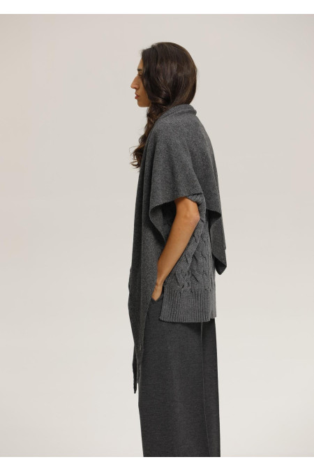 Хустка з м'якої вовни ягнят темно-сіра