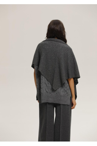 Хустка з м'якої вовни ягнят темно-сіра