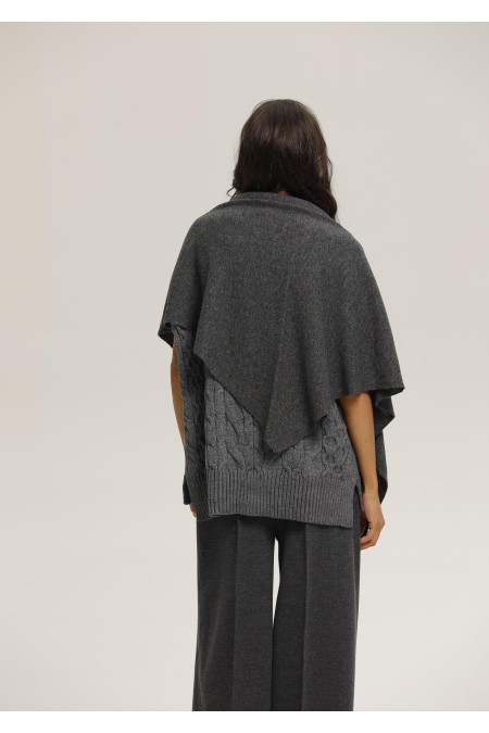 Хустка з м'якої вовни ягнят темно-сіра