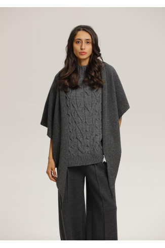 Хустка з м'якої вовни ягнят темно-сіра