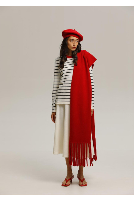 Soft Blue Fringed Scarf