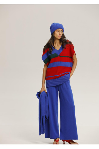 Мягкий шарф с бахромой синий