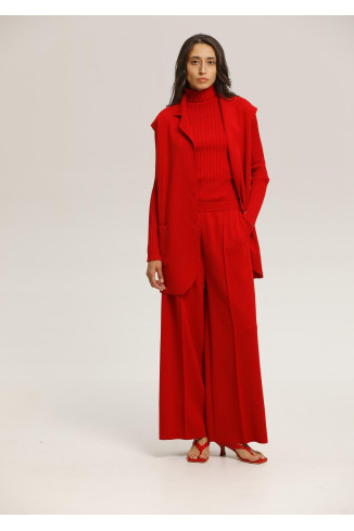 Широкие брюки со стрелкой красные