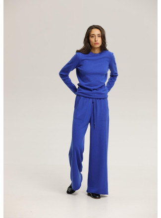 Long Blue Lambswool Trousers