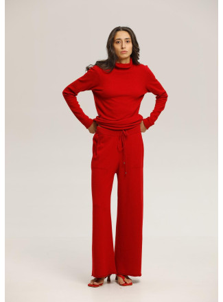 Long Red Lambswool Trousers
