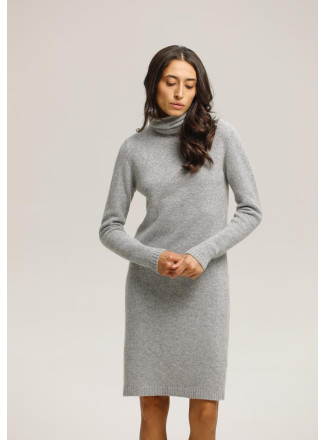 Light-Grey Lambswool Turtleneck Dress