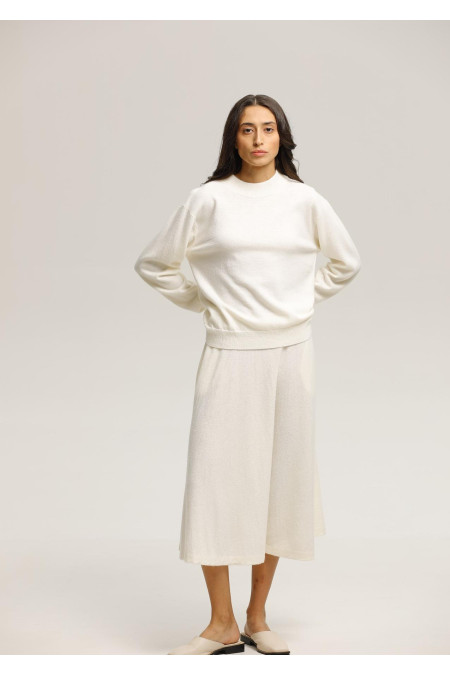 Джемпер из шерсти ягнят свободного силуэта молочный