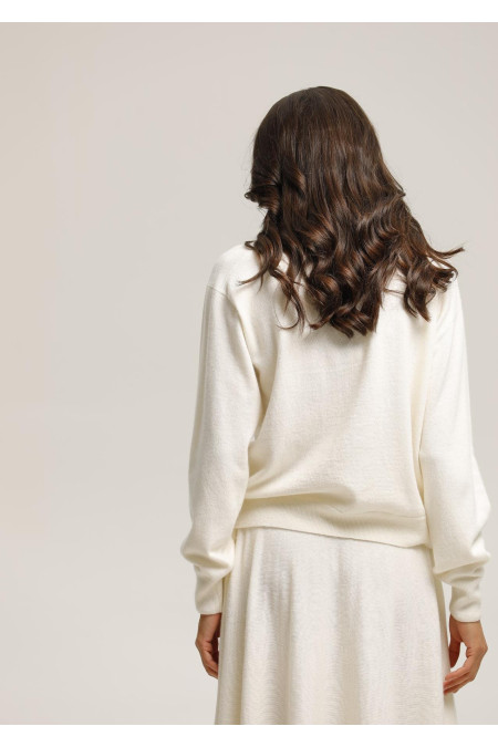 Джемпер из шерсти ягнят свободного силуэта молочный