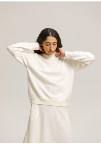 Джемпер з вовни ягнят вільного силуету молочний