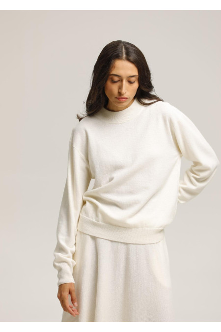 Джемпер из шерсти ягнят свободного силуэта молочный
