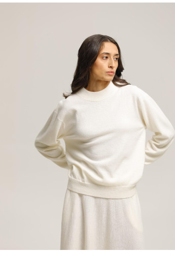 Джемпер з вовни ягнят вільного силуету молочний