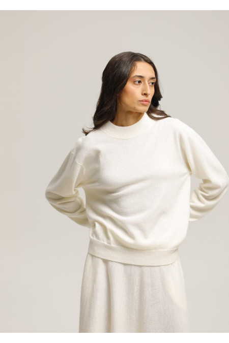 Джемпер из шерсти ягнят свободного силуэта молочный