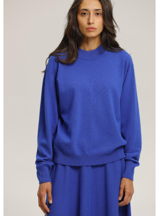 Blue Relaxed Fit Lambswool Jumper 