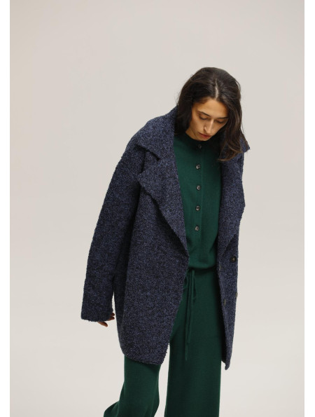 Oversized Blue Knit Short Coat