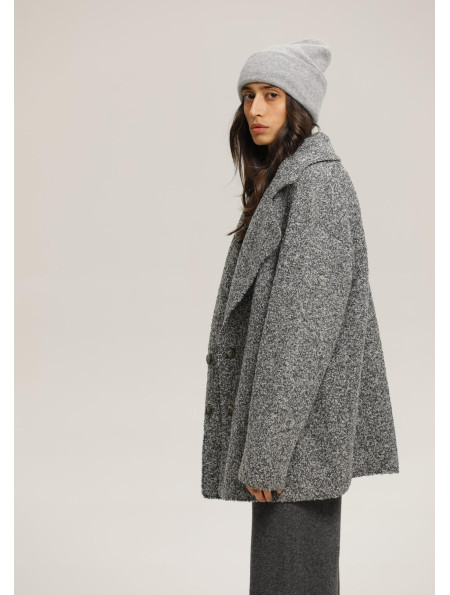 Oversized Gray Knit Short Coat