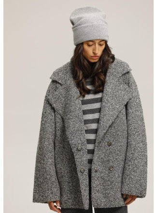Oversized Gray Knit Short Coat