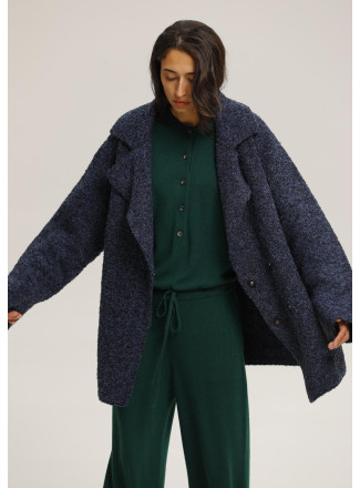 Oversized Blue Knit Short Coat