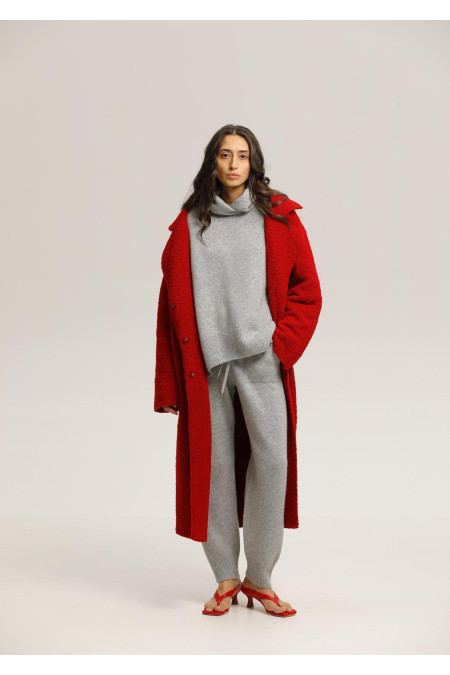 Трикотажное пальто оверсайз красное