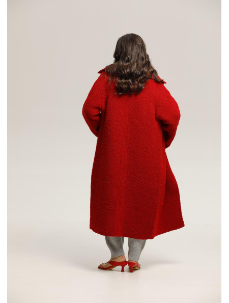 Oversized Red Knit Coat