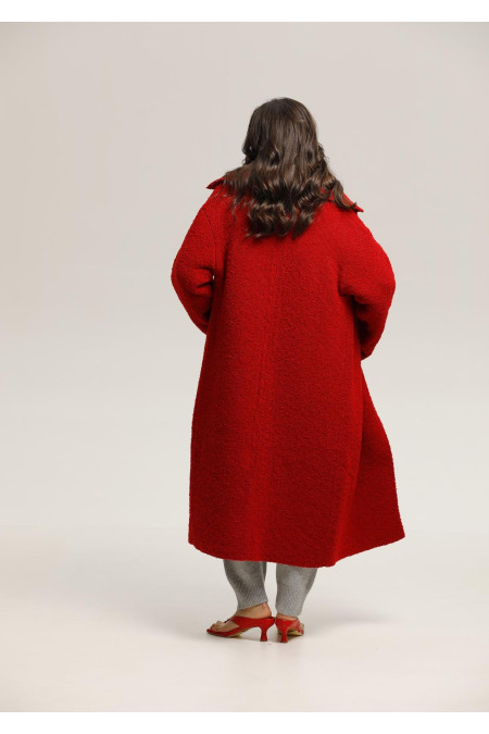 Трикотажное пальто оверсайз красное