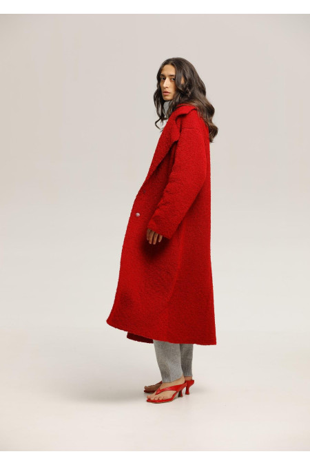 Трикотажное пальто оверсайз красное