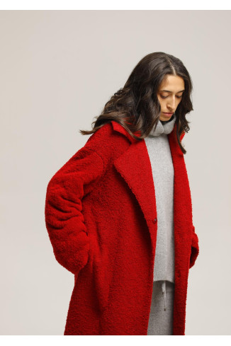 Трикотажное пальто оверсайз красное