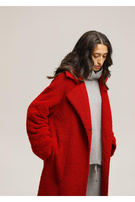 Трикотажное пальто оверсайз красное