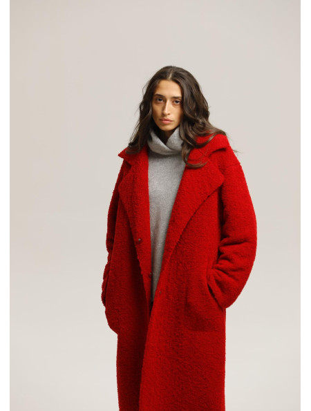 Трикотажное пальто оверсайз красное