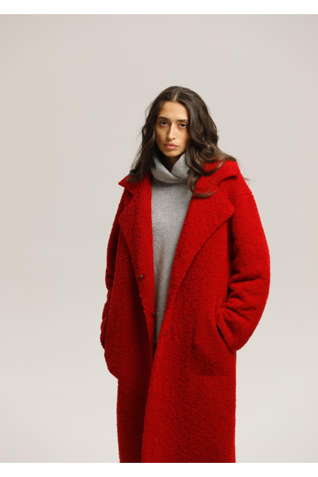 Трикотажное пальто оверсайз красное