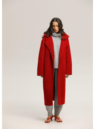 Трикотажное пальто оверсайз красное