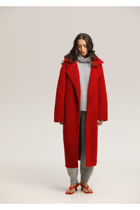Трикотажное пальто оверсайз красное