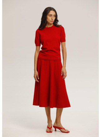 Red Lambswool Skirt