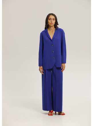 Blue Wide Trousers With Seam
