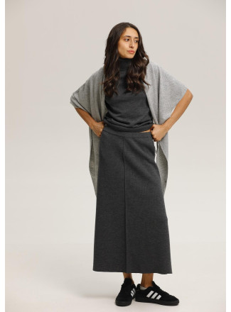 Long Dark Brown A-line Wool Skirt
